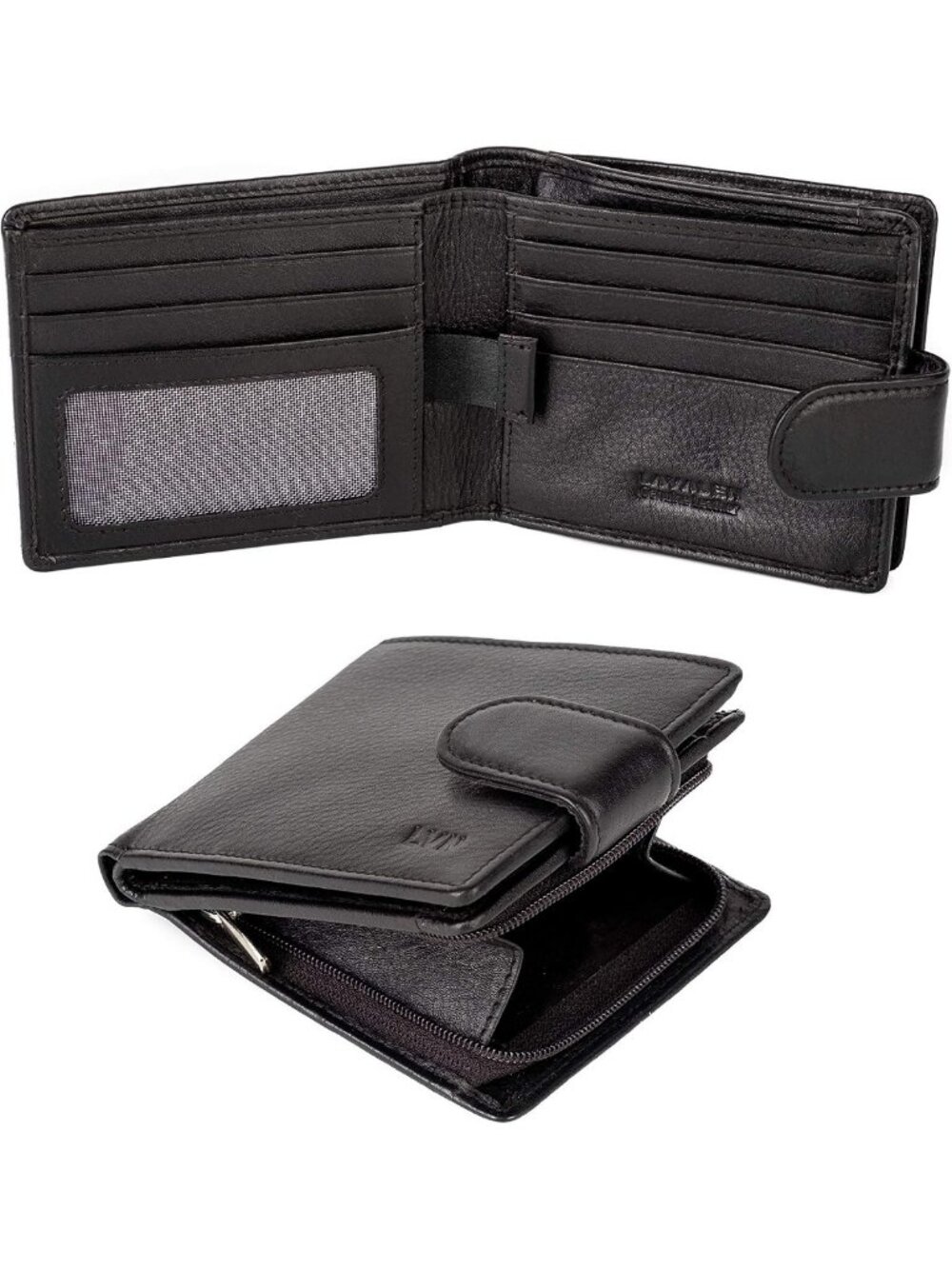 Genuine Soft Leather Bifold Wallet for Men with Zipper Coin Pocket, Stylish